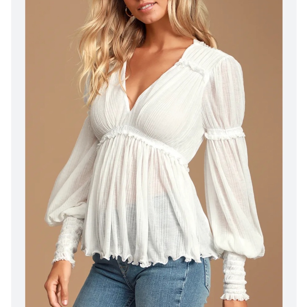 Free People Day Dreaming Ruffle White Blouse
